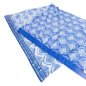 🌊 Beach Towel Coral Fan Print White & Blue by Beach to Basics Sigrid Olsen 🐚☀️